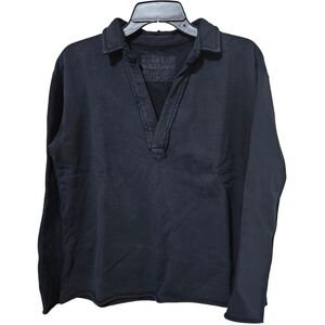 Frank & Eileen Patrick Popover Collared Small 100% Cotton Black NWT